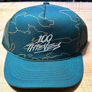 100 Thieves Foundations Geoprint Trucker Hat - Alpine/Orange